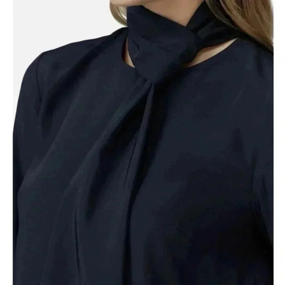 Tibi Silk Crepe Tie Neck Mini Dress Cocktail Retro Office Siren Boardroom New - Picture 6 of 17